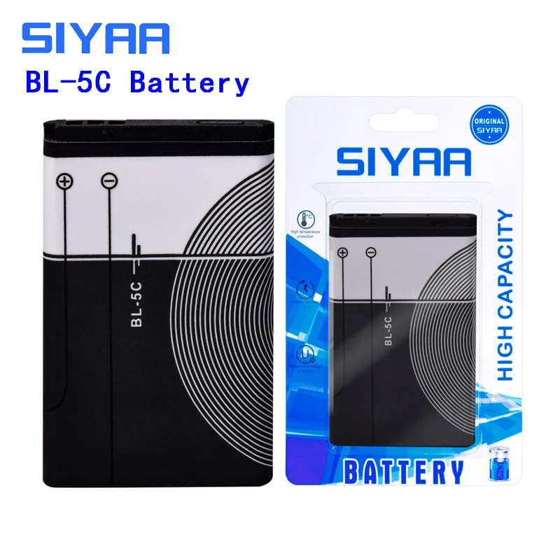BL-5C SIYAA BL-5C BL-4C BL-5J BL-4B BL-5B BL4C Батарея для Nokia C2-01 5070 1000 6100 1010 1100 Lumia 5800 BL5C BL 5C Батарея - Цвет: BL-5C