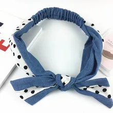 Милая ковбойская повязка для волос в горошек для девочек, смешанные цвета, шикарный стиль, ретро бант, резинки для волос с узлом, повязка на голову, аксессуары для волос