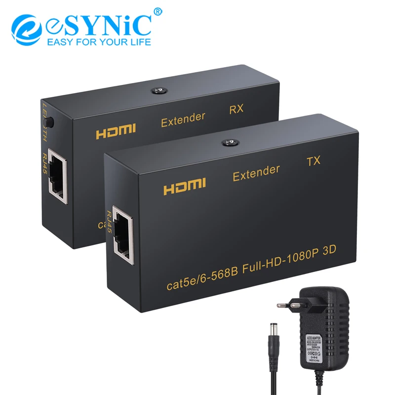 ESYNiC HDMI удлинитель Tx Rx по одному RJ45 Cat7 Cat6 Ethernet кабель до 196фт 60 м для Full HD 1080P 3D HDCP DTS