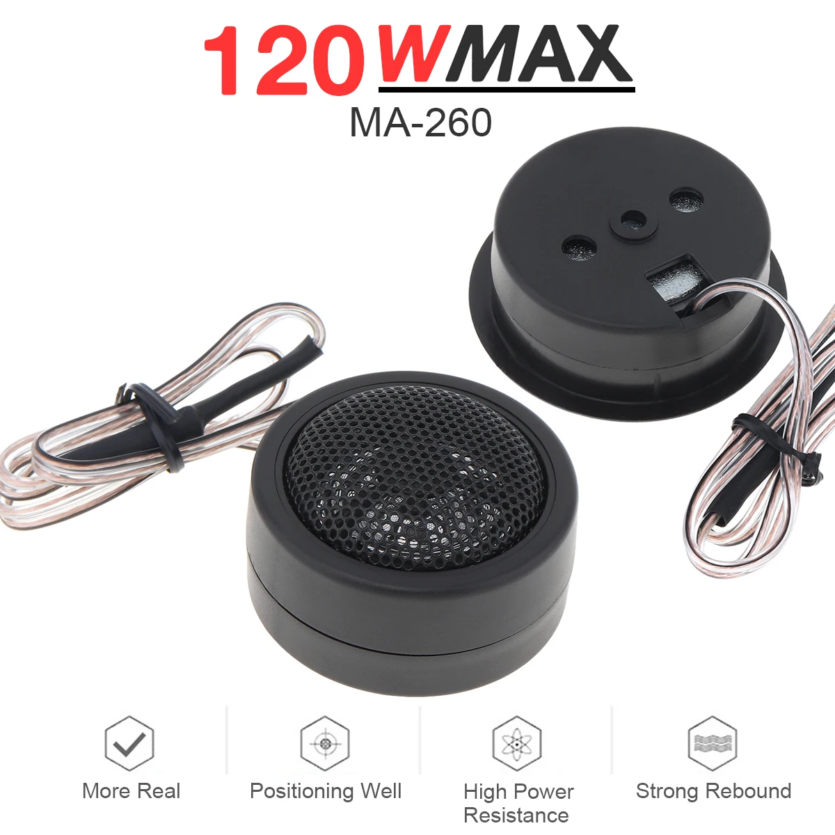 

2pcs 12V 120W Universal High Efficiency Mini Dome Tweeter Speakers No Magnetic Field for Car Audio System