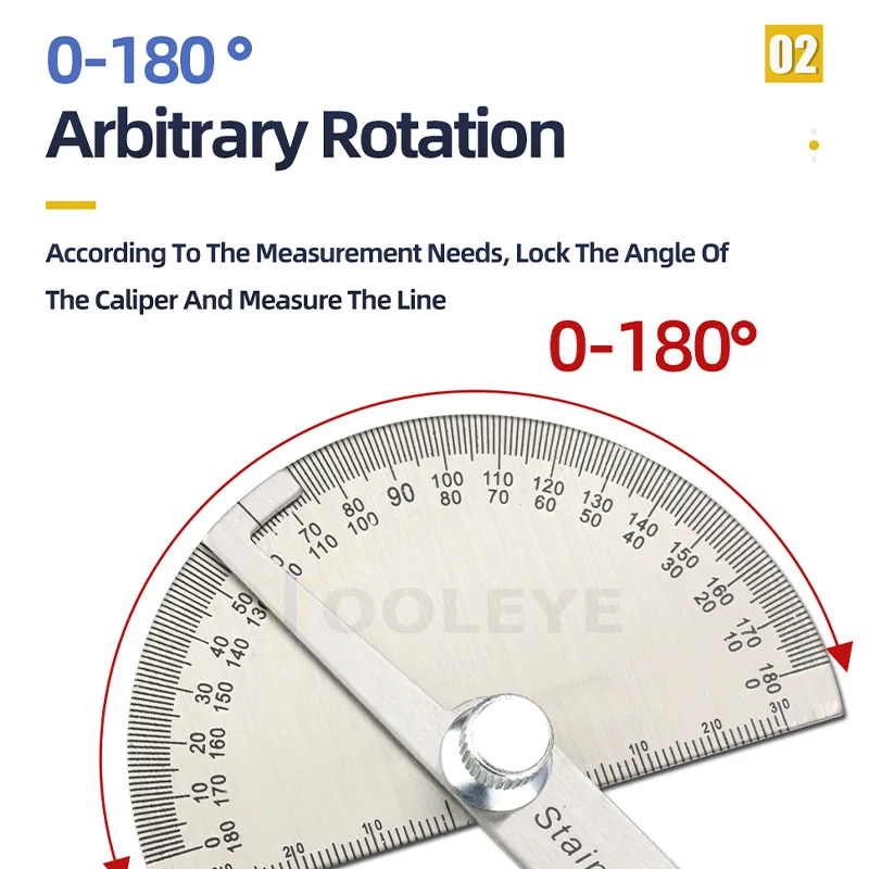 Angle Protractor 180 Degree Metal Angle Finder Ruler Woodworking Tools Measuring Stainless Steel Goniometer