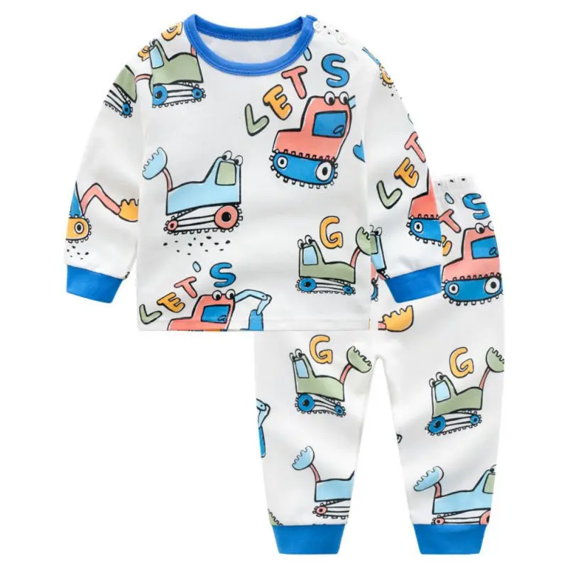 Комплект из 2 предметов; хлопковые Пижамные комплекты для малышей; милая одежда для сна; домашняя одежда; одежда с длинными рукавами и героями мультфильмов - Цвет: L