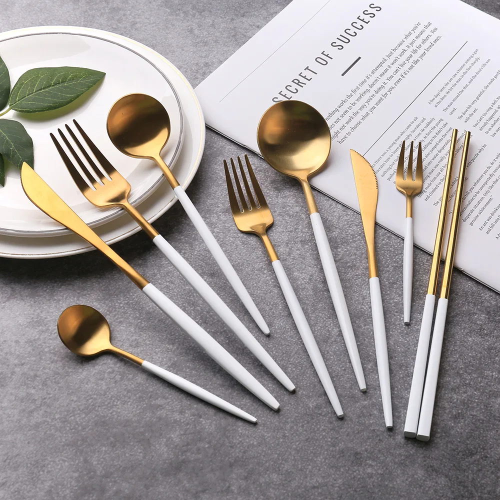 Z Brushed Sanding Portugal Knife And Fork Platinum Western Tableware 304 Stainless Steel Knife, Fork And Spoon Customizable Logo