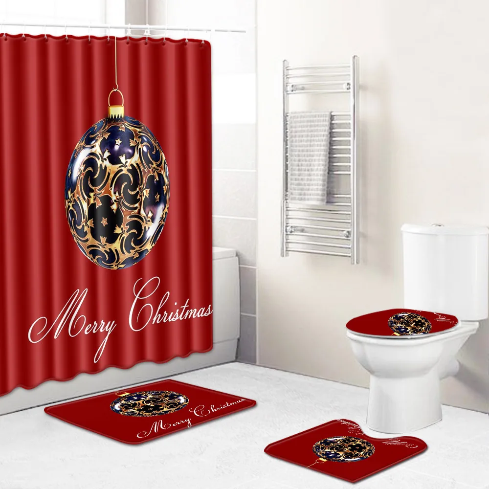 Zeegle Merry Christmas занавеска для душа моющийся коврик для туалета коврик для ванной комнаты Противоскользящий коврик для душа Впитывающий Коврик для ванной комнаты Набор - Цвет: QA30