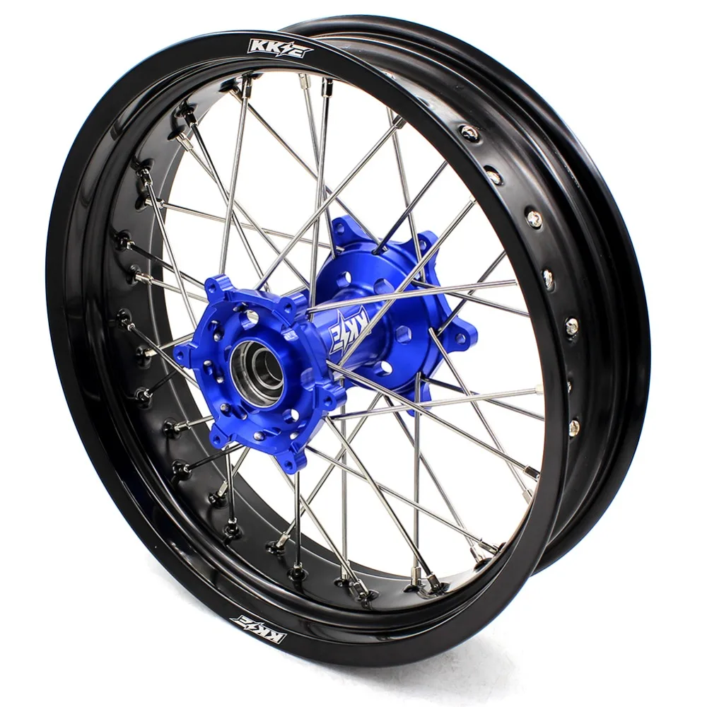 KKE Передние 3,5 и задние 4,25 колеса Набор для YAMAHA WR250X 08-11 Supermoto Motard Диски Синяя втулка