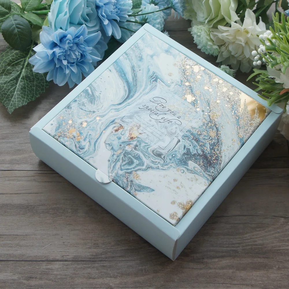 18*18*6 см 3 набора Золотой синий мрамор элегантная дизайнерская бумага коробка+ сумка как свадьба день рождения ручной работы подарочная упаковка «сделай сам» использования