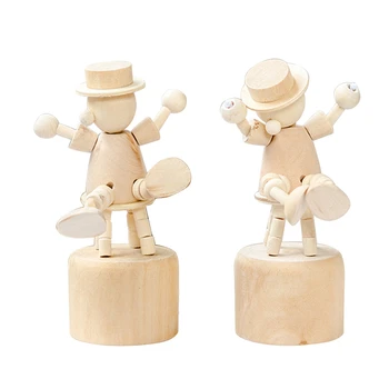 

Wooden Clown Push Puppet, Creative Wooden Puppet, Perfect for Home Shops Decoration