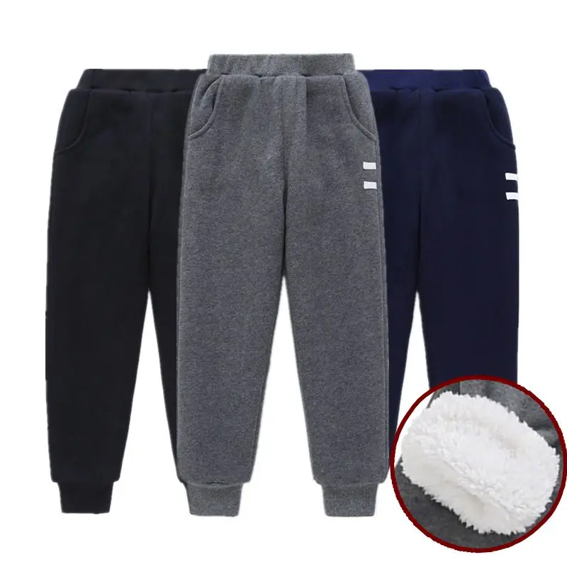 

Children Winter Pants Plus Velvet Kids Sports Causal Thicken Warm Fleece Trousers Pants For Teens Boys Girls 3-14 Years Wear