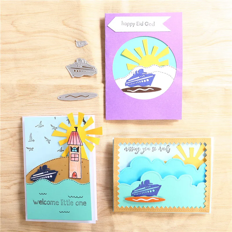 

Eastshape Yacht on The Sea Metal Cutting Dies Barge Relax for Card Making Scrapbooking Dies Embossing Cuts Stencil Craft Dies