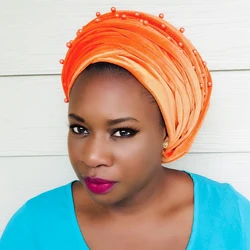 Pearls Beading Headscarf for Women Soft Velvet Turban Cap Ready to Wear Hijab Scarf Mulim Head Wraps African Hat