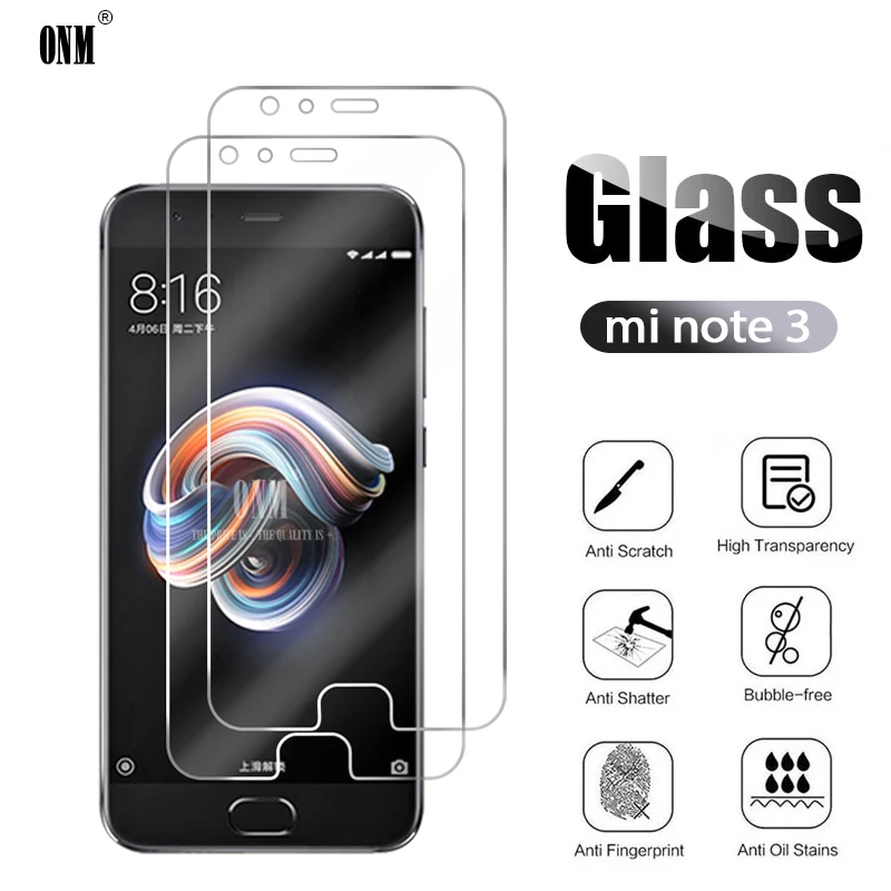 2Pcs Tempered Glass For Xiaomi Mi Note 3 Screen Protector For Xiaomi Mi Note 3 Protective Glass Film afbeelding