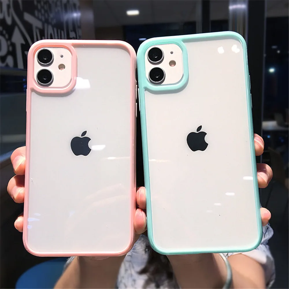 apple mag charger Transparent Shockproof Bumper Phone Case For iPhone 11 12 13 Pro Max Mini X XR XS Max 7 8 Plus SE 2020 Candy Color Hard PC Cover magsafe battery