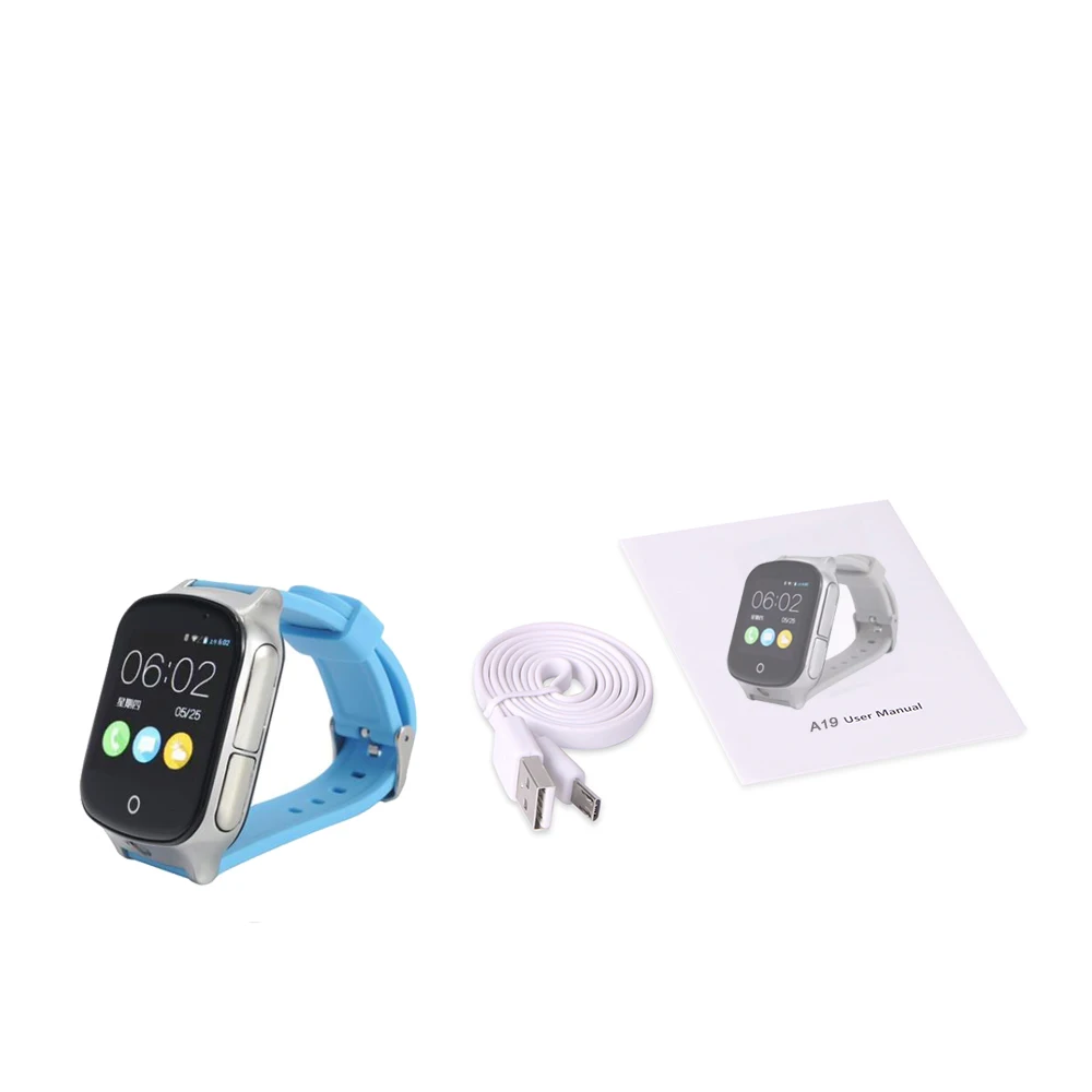 blue no box A19 3g Детские Смарт-часы с gps, gps, Wi-Fi, дистанционный монитор, смарт-часы для ребенка старшего возраста, поддержка gps Wi-Fi, SOS lbs камера - Цвет: blue no box
