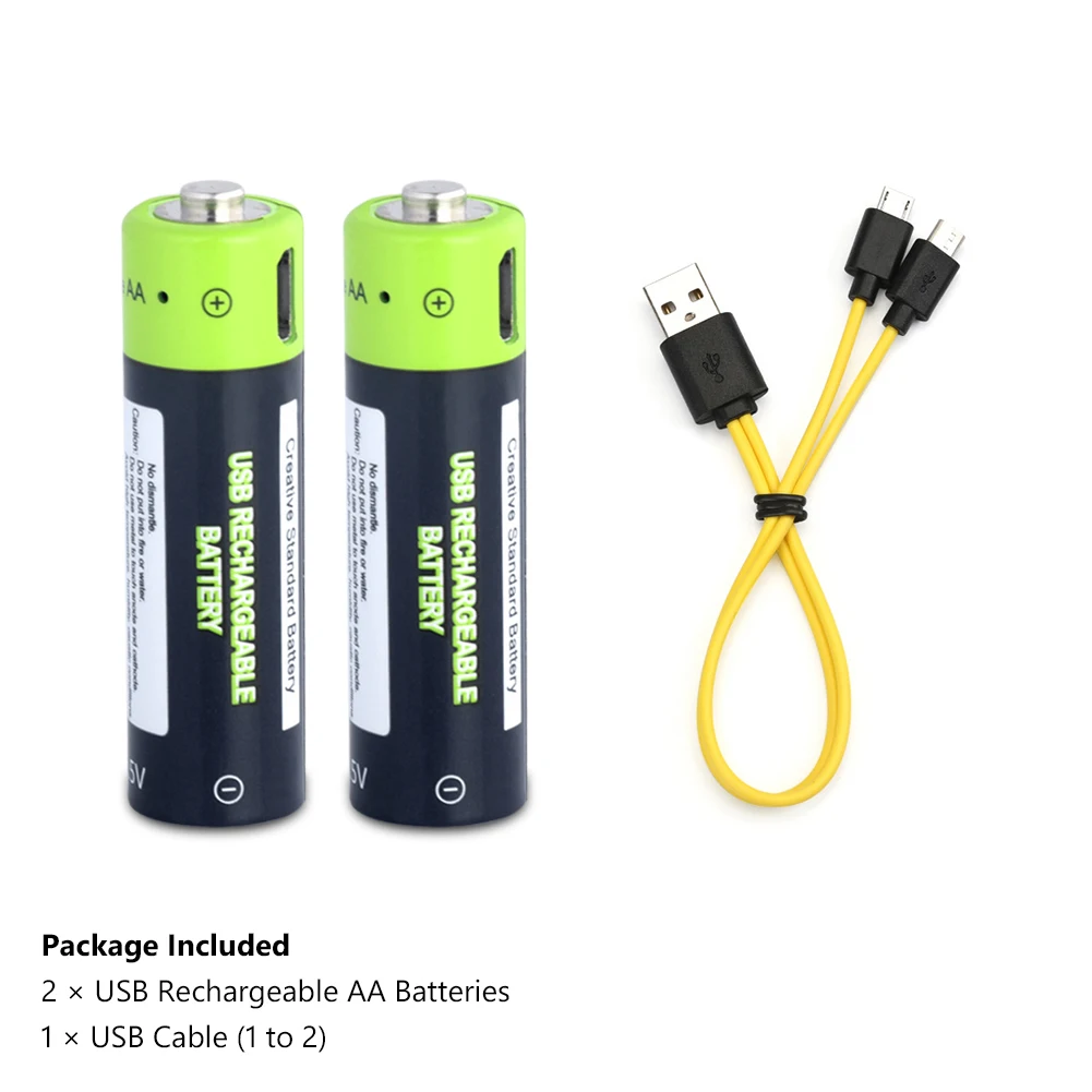 2Pcs cable 1250mAh 1,5 V AA USB перезаряжаемая литиевая батарея aa Аккумуляторная батарея для игрушек аккумуляторы с контроллером литий-полимерная батарея - Color: 2Pcs cable