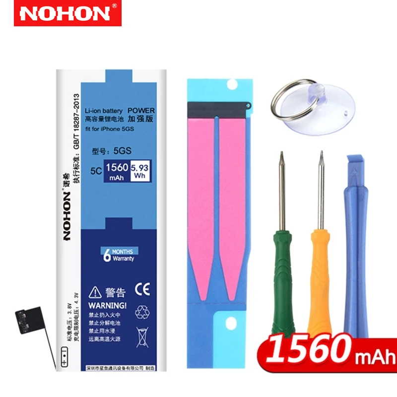 Аккумулятор NOHON для iPhone 5S 5C, Сменные Аккумуляторы для телефонов iPhone 5S/5C 1560 мАч, встроенный аккумулятор с машинными инструментами