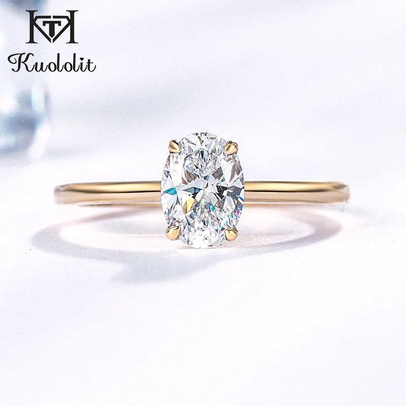 Kuololit 585 14K Yellow Gold 1.5CT 1.0CT Moissanite Rings for Women Handmade Oval Rings Engagement Bride Gift Fine Jewelry New - Image 2