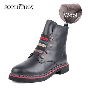 

SOPHITINA Women's Boots Fashion Comfortable Winter Warm High Quality Ladies Boots Striped Decoration Low Heel Shoes Women C819