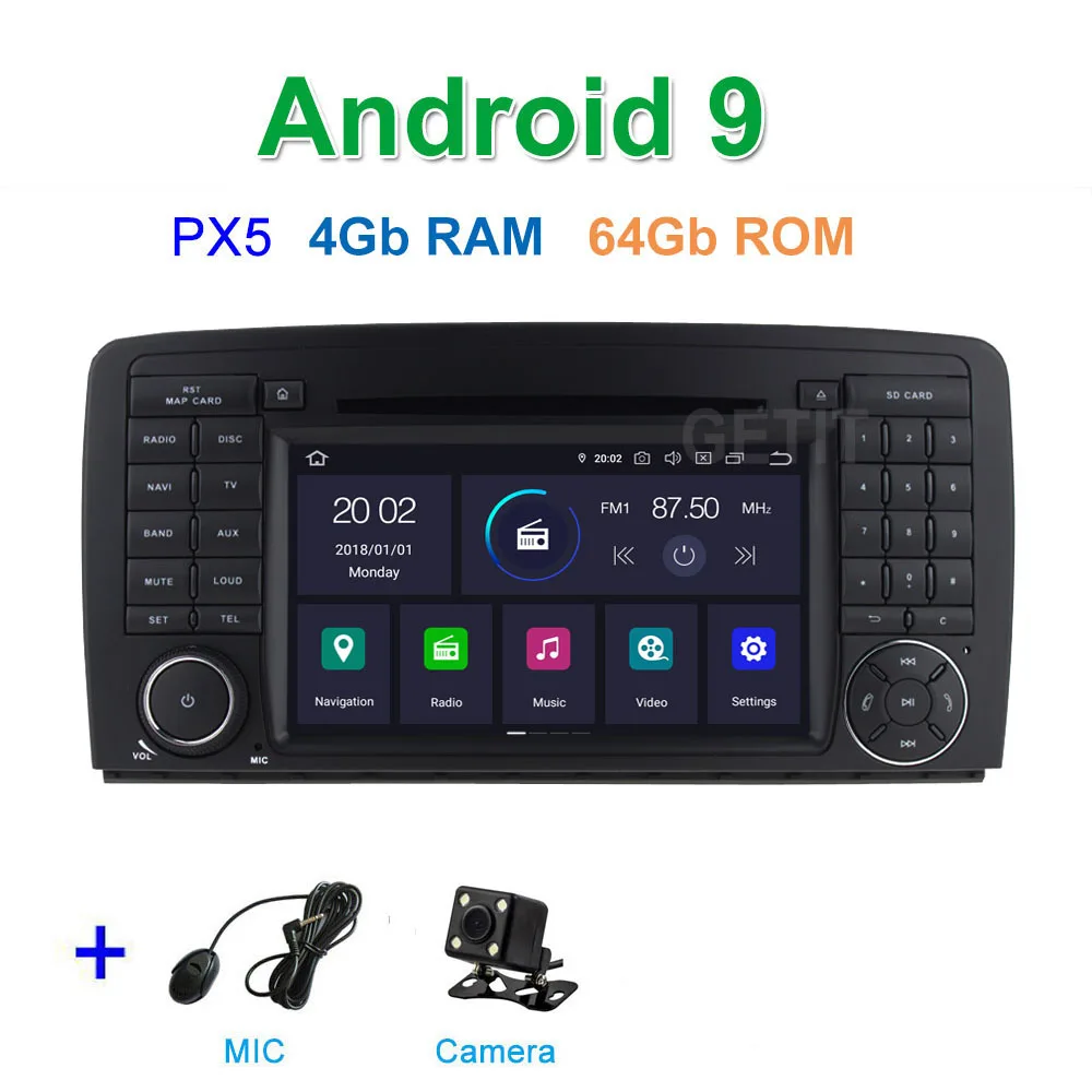 PX5 4G CAMERA DSP 64G PX6 Android 9,0 автомобильный DVD мультимедиа радио gps для Mercedes Benz R Class W251/R280/R300/R320/R350/R500 - Цвет: PX5 4G CAMERA
