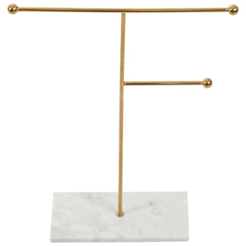 

Nordic Metal Golden Storage Rack with Marble Base Chic Ins Modern Jewelry Ring Necklace Earring Display Rack Holder Desk Decor