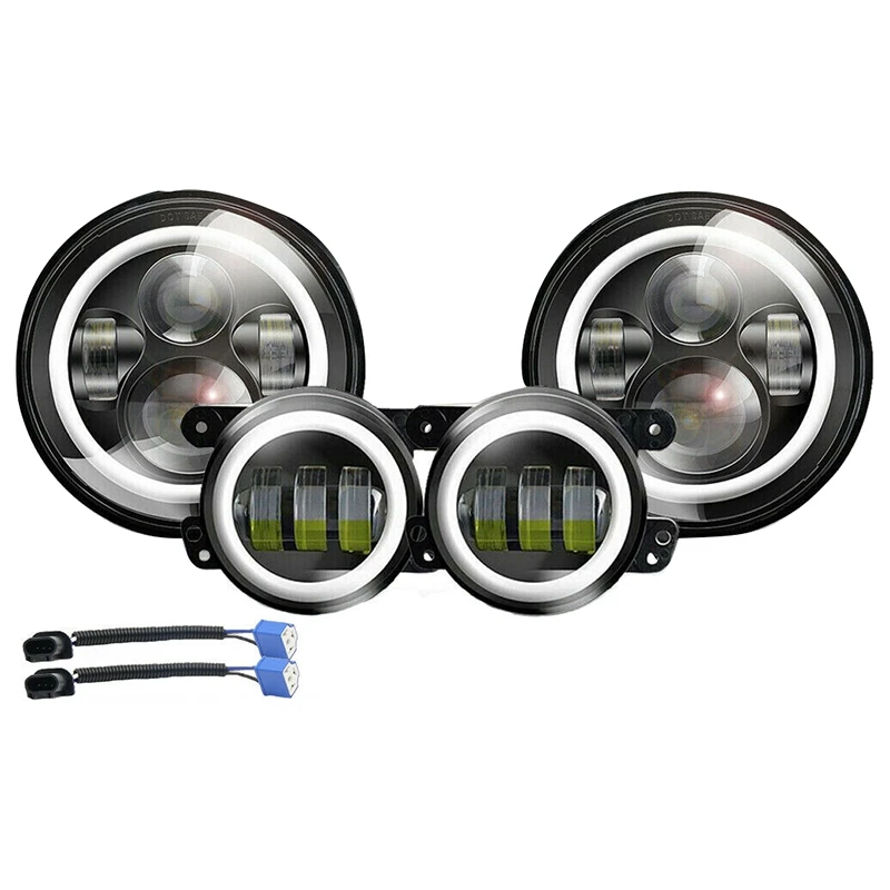  2PCS 7inch 40W LED Headlight + 4inch 30W LED Fog Light Combo Kit for Jeep Wrangler JK 2007-17 - 4000511868756