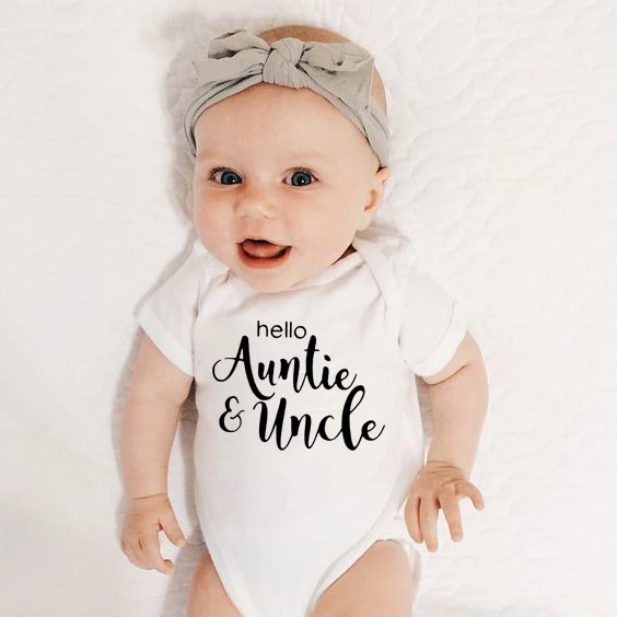 

Hello Auntie Uncle Newborn Girl Boy Baby Clothes High Quality Cute 100%Cotton Short Sleeve Baby Rompers Roupas Infantil Costumes