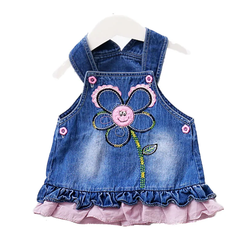 flower Детский комбинезон для маленьких девочек 1-5 лет, джинсовый комбинезон с юбкой на бретелях - Цвет: flower