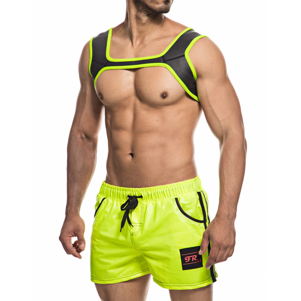 Men Underwear Neoprene Chest Harness Shorts Pants Sports Workout Gym Undershirts