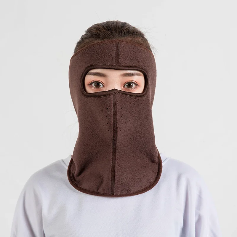 Outdoor in autumn and winter Balaclava Full Face Mask Warmer Sports Ski Bike Snowboard Face Shield Mountaineering Head Cover - Цвет: Коричневый