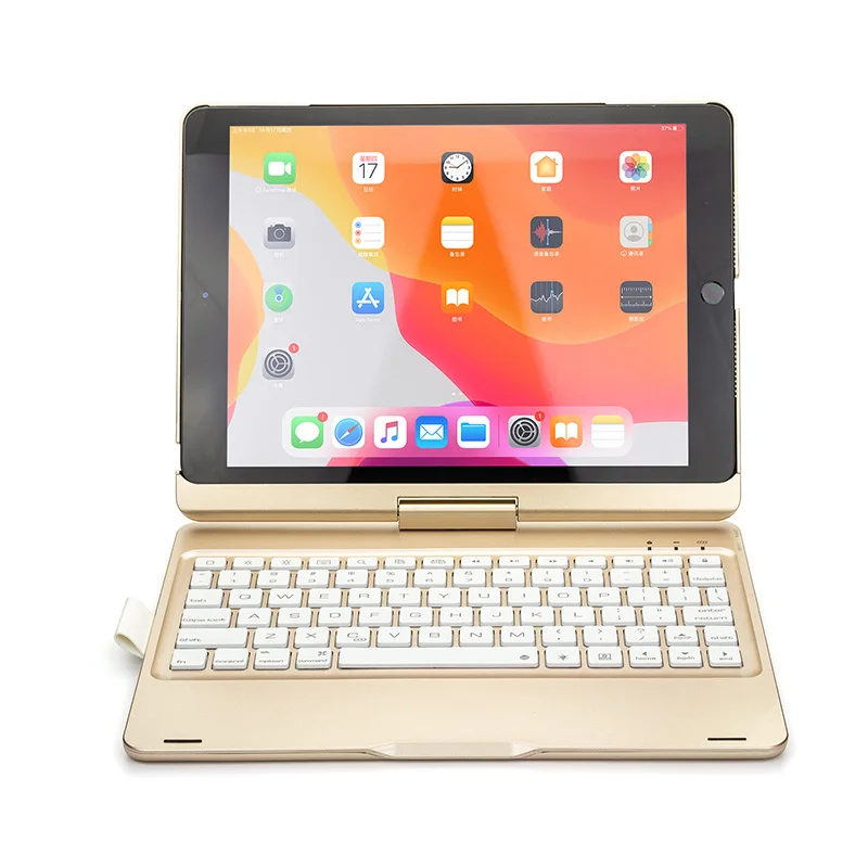 Золотой 360 Вращающийся чехол-клавиатура с подсветкой для Apple iPad 10,2 7-го поколения A2197 A2198, чехол-накладка с карандашом - Цвет: Золотой