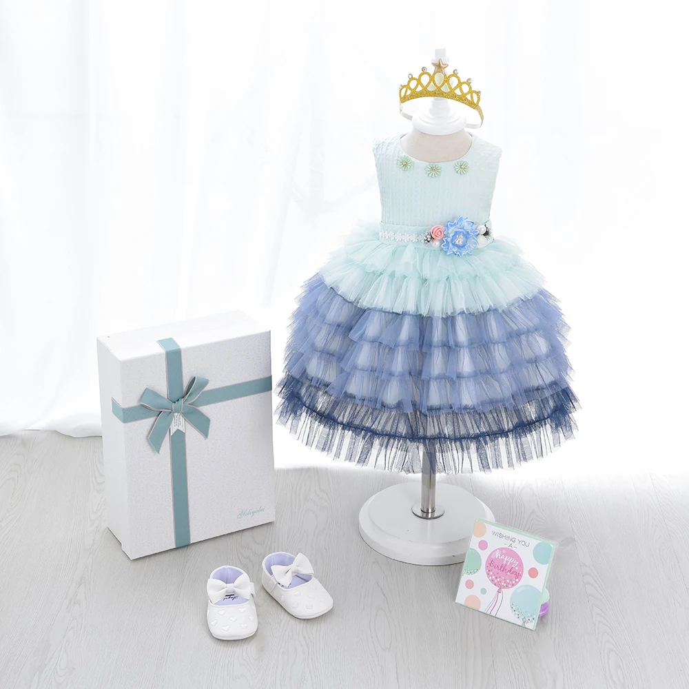 Gift Box Kids Girls Dress Baby Girl Set Birthday Party Dresses 0-36M Children Princess vestido Child Casual Clothes