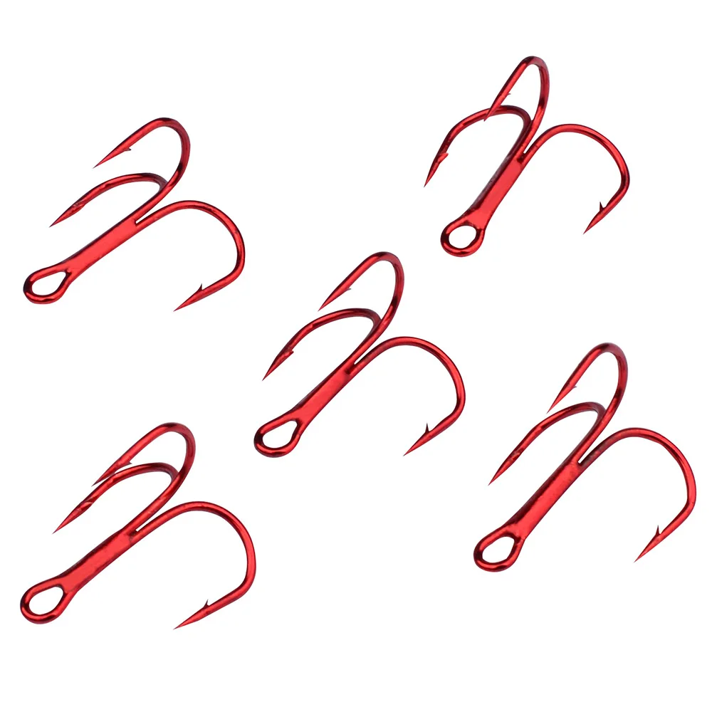 Minfishing 100Pcs Treble Barb Fishing Hook Red Covering Anchor High Carbon Steel Fishhook Size 2#-10# Carp | Спорт и развлечения