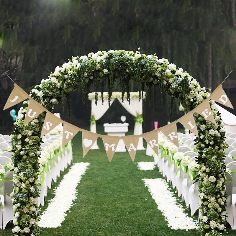 3,5 м только что замужняя гирлянда из джутовой мешковины для фотосъемки, Свадебный баннер, белое сердце, флаг, настенная гирлянда, декор для свадебной вечеринки
