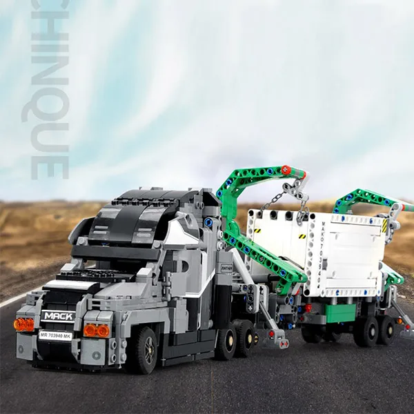 703940 техника серии транспортных средств грузовик MOC модель грузовика-контейнеровоза строительные блоки 1202 шт кирпичи игрушки подарок для детей