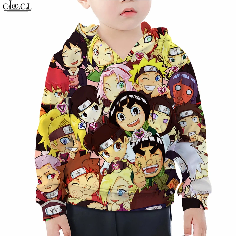  Children Anime Naruto Print T Shirts Boy Girl Cartoon Characters Sweatshirt Uzumaki Naruto 3D Hoodi