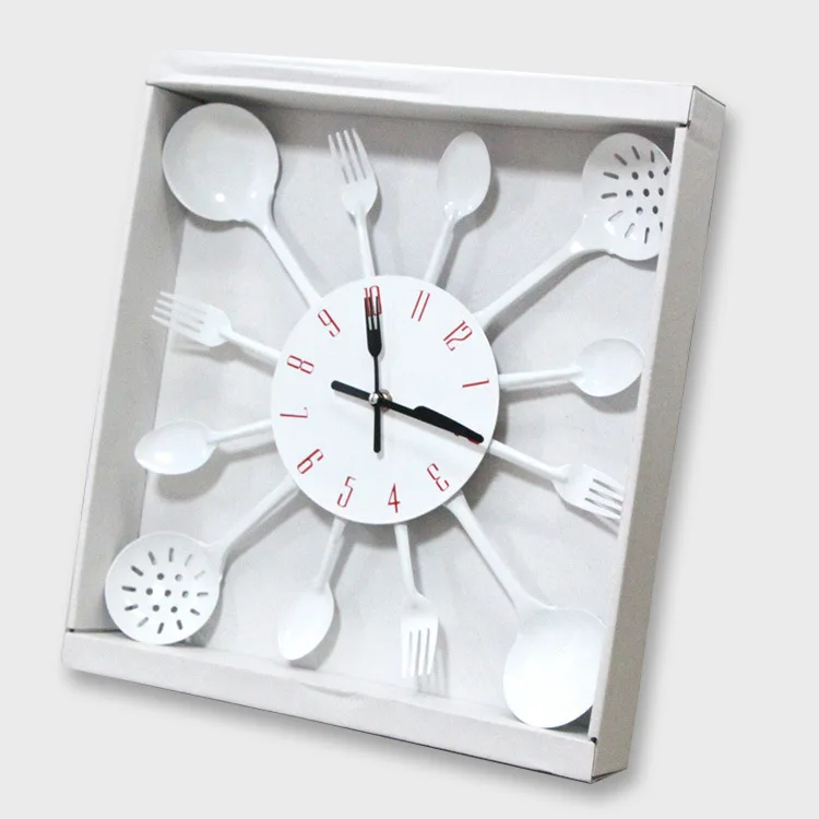 [Manufacturers Direct Selling] Color Metal Knife And Fork Clock-Style Kitchen Wall Clock Creative Cool New Style Living Room Wal