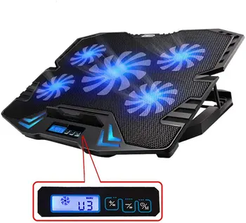 

TopMate C5 10-15.6 inch Gaming Laptop Cooler Cooling Pad | 5 quiet fans and LCD display | Suitable for laptop
