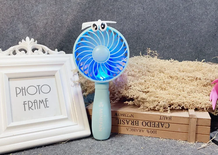 Стиль мультфильм милый кролик ручной вентилятор USB вентилятор перезаряжаемый переносной мини-вентилятор свет в комплекте легкий маленький вентилятор