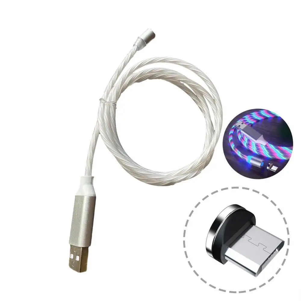 Магнитный USB кабель светящаяся вспышка для телефона зарядный Type C магнитное