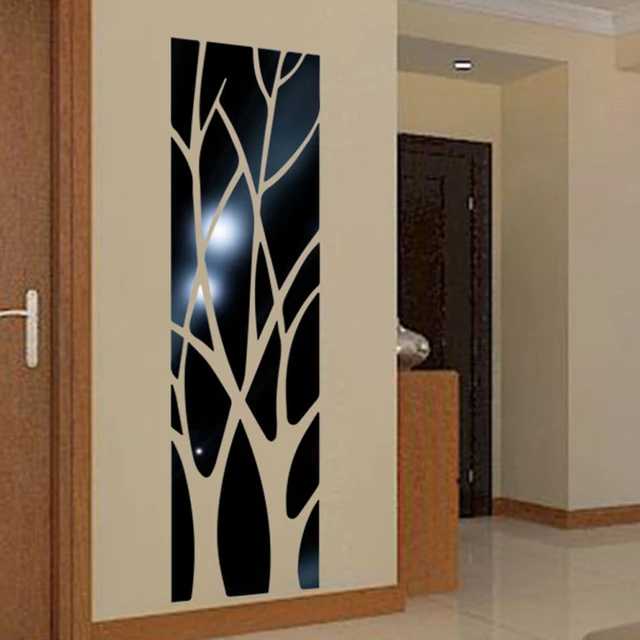 Pegatina de pared de espejo de árbol 3D, decoración del hogar, pegatina de  pared acrílica, superficie