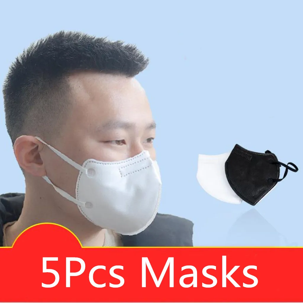 Hot Sale 5Pcs PM2.5 Black Mouth Masks For Unisex Activated Carbon Face Portable Solid Color Mascarillas Riding Masque |