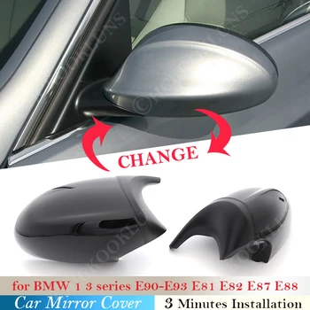 

New Rear View Side Wing Mirror Cover For BMW 3 1 Series E93 E92 E91 E90 E81 E82 E87 E88 Car Replacement Cap Caps Gloss Black
