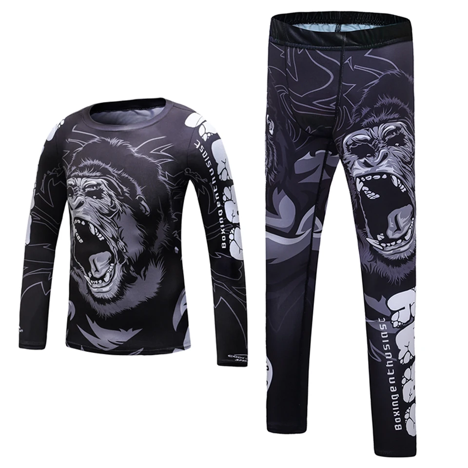 MMA Kid's Sports Apparel 3D MMA T-shirt+Pant Boxing Jerseys Boy KickBoxing Muay Thai Shorts Children Fightwear Bjj