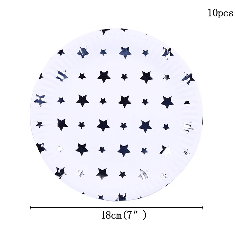 10 шт. 350 мл Серебряный флэш Стиль холостяк Singleism День Рождения украшения для взрослых детей принадлежности бумажные одноразовые столовые приборы чашки - Цвет: 10pcs plates