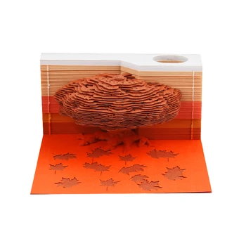

New product wall sticker stationery memo pad custom logo red tree note book memo writing pad with pen holder acrylic box