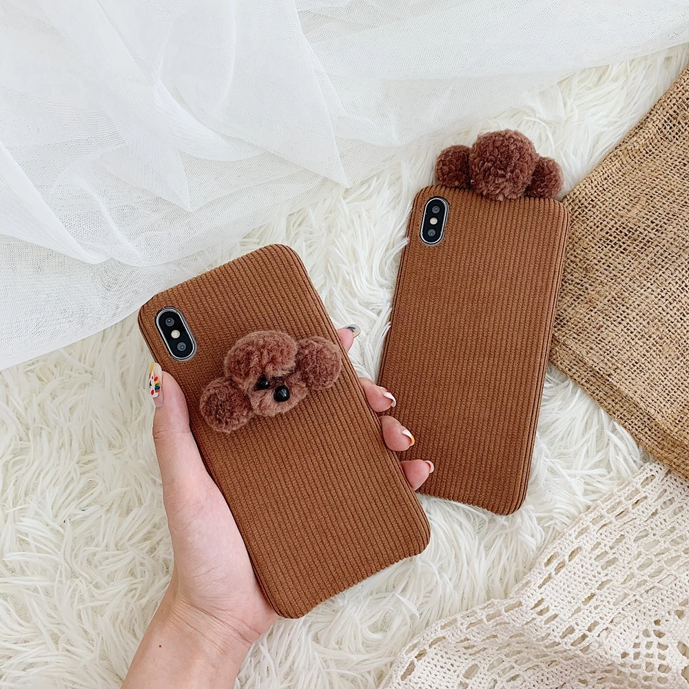 Милый плюшевый вельветовый чехол для iPhone 8 Plus тканевый 11 Pro Xs Max Xr с дизайном собаки