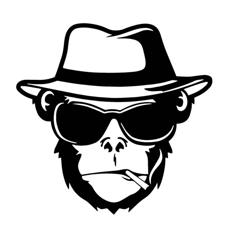 

Personality Smoking Monkey Head Car Sticker PVC Body Exterior Accessories Refrigerator Laptop Decorate Waterproof Auto Decal