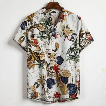 

Men's Hawaiian Summer Casual Dress Shirt Men Floral Short Sleeve Shirts Loose Baggy Casual Holiday Shirts Tee Tops