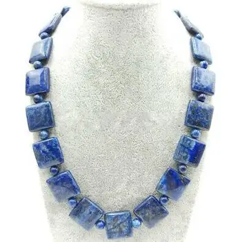 

AAA+ 6mm&12mm Natural Blue Lapis Lazuli Gemstone Square Beads Necklace 18''
