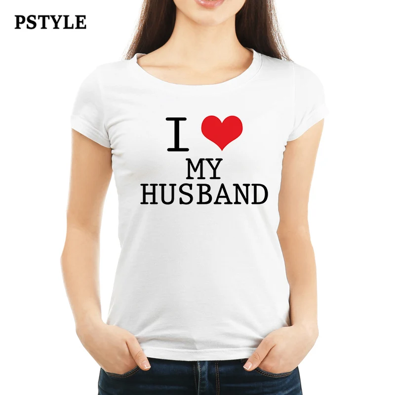 Pstyle/парная футболка для мужчин и женщин, футболка с надписью «I Love My Husband Wife», модные парные футболки, брендовые футболки