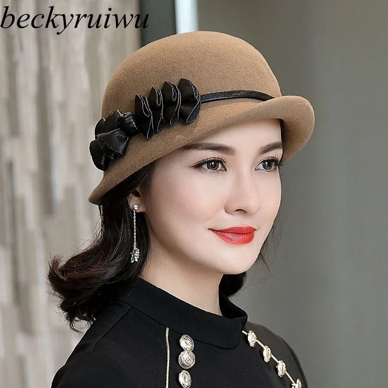 Chap u Fedora elegante para senhora aba assim trica cloche de feltro chap-u-fedora-elegante-para-senhora-aba-assim-trica-cloche-de-feltro